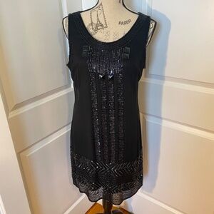 Adrianna Papell Womens Dress Red Carpet Size 10 Black Sequin Sheath LBD